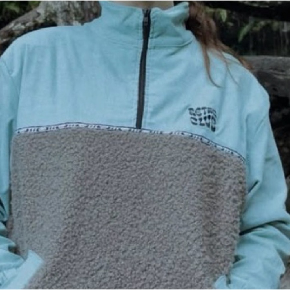 Cozy Blue and Gray Half-Zip Pullover
